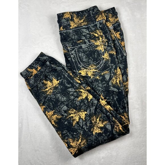 True Religion Men’s Joggers M Camo Leaf Print Drawstring Pants Streetwear Style - Picture 9 of 10